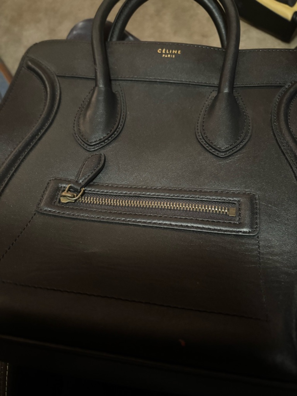 Celine Black Leather Tote with Gold Hardware